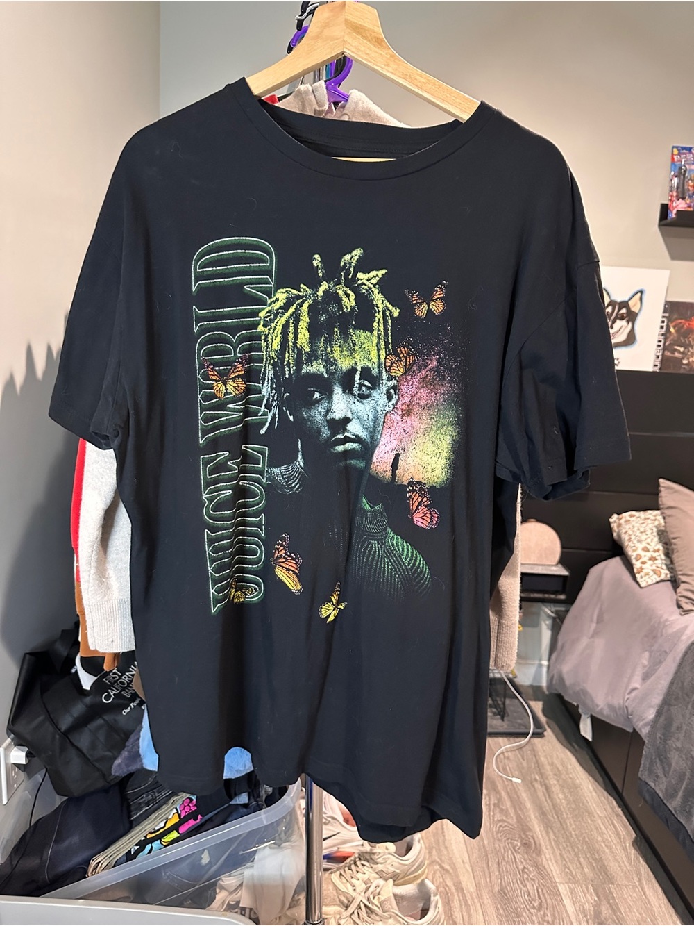 Juice Wrld Butterfly Unisex Short Sleeve T-Shirt Size XL Pre-Owned Black